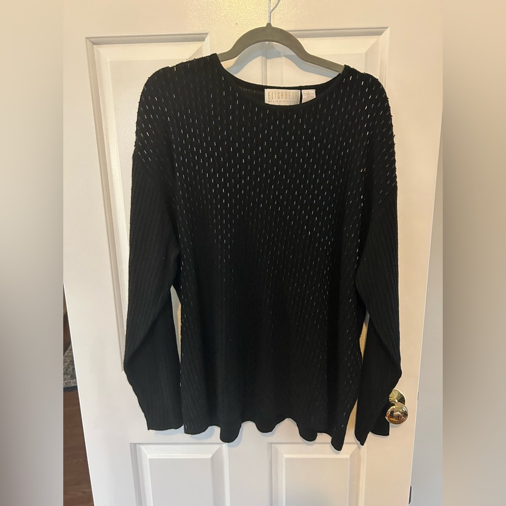 Black beaded Liz Claiborne sweater